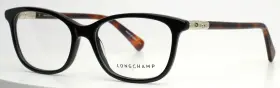 53-16-140 Longchamp Lo2604 001 Black Womens Semi Cat Eye Eyeglasses B 38