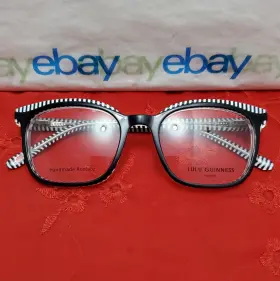 L924 Lulu Guinness Blk Black On Stripes 50 19 140 Cat Eye Eyeglasses Frames Only