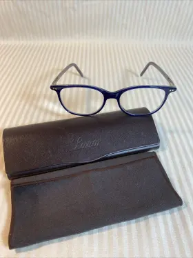 Mod.603 Lunor Eyeglasses A5 Col. 05 Blue Frame Germany With Case And Cloth Mod.603 Lunor Eyeglasses A5 Col. 05 Blue Frame Germany With Case And Cloth