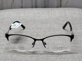 54-18-140 Luxe 462-001 Eyewear Half Rim Eyeglass Frame Black And Gold Swarovski Crystals