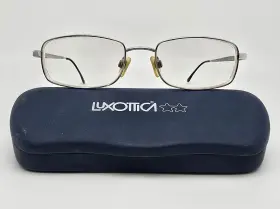 Lu1328 Luxottica F203 Silver Rectangular Eyeglasses Frame With Flexhinge And Case