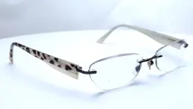 Al800 Marchon Al800/117 Airlock 2 108 Beige Cheetah Oval Rimless Women Eyeglasses 52mm