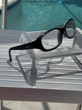 Mj-215-03 Maui Jim Womens Black Plastic Wrap Style Full Rim Eyeglasses Frame