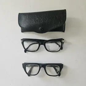 60-70s Metzeler And Safico 2 Black Vtg Eyeglass 1 Metzler France German Frame Safilo Italy Case