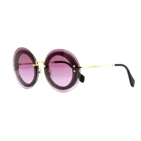 Mu10r Miu Fashion Round U6b 5f1 Black Grey Violet Sunglasses 100% Authentic