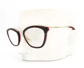 51-20-140 Miu Pdl-1o1 Vmu 55m Eyeglasses Glasses Red Brown Havana On Gold