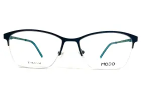 Modo 803926491521 Eyeglasses Frames 4239 Ptrlm Blue Cat Eye Half Rim 54-16-140