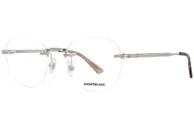 Mb0268o Mont Blanc 002 Eyeglasses Frame Mens Silver Rimless Oval Shape 52mm
