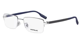 Mb0188o Montblanc New 002 55mm Silver Carbon Fiber Half-rim Eyeglasses Italy