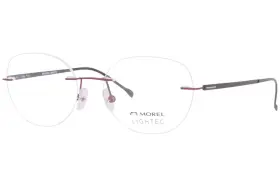 30098l Morel Lightec Pn04 Eyeglasses Frame Womens Plum Rimless Cat Eye 51mm