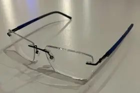 30314l Morel France Eyeglasses Men Grey Rimless Metal Glasses Blue Frames 54 Mm