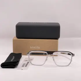 Mykita 053465397570 Mens Walker Large Square Aviator Eyeglasses Silver/clear