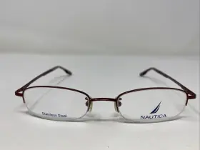 51-19-140 Nautica N7131 070 Red Wine Metal Half Rim Eyeglasses Frame Aj47