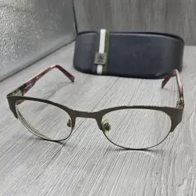 51-22-140 Nautica N7256 Eyeglasses 317 Navy Silver Mens Round Full Rim With Case