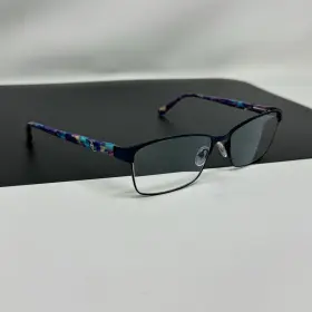 3864-110523-28 Nicole Miller Carman C05 Eyeglasses Frame Navy Mottled Flex Ti 57-16-140 Used