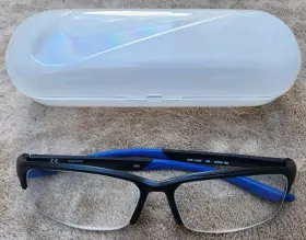 7136af Nike Eyeglasses Frames Only 008 57 15 145 Black/blue With Case