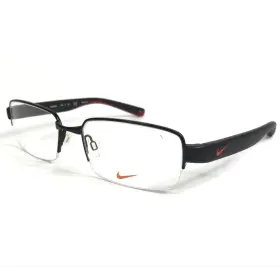 Nike 8169-015 Eyeglasses Frames 8169 015 Black Challenge Red Rectangle Half Rim 55-18-140