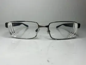 8171 Nike 215 Gray Blue Check Rectangle Eyeglasses Frames 55-17 140 Scratch