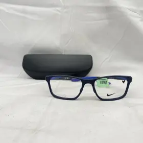 7405 Nike 886895674959 Mens Rectangle Demo Lens Eyeglasses Black/blue Pre-owned