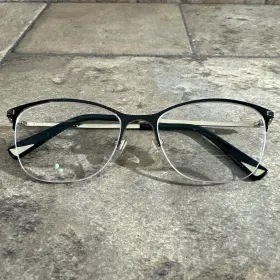 51-17-135-40 Nina Ricci Vnr135k 0301 Black Gold Half Rim Eyeglasses Frames Only