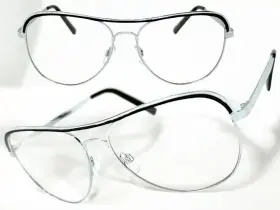 7501 Nys Eyewear Classic Vintage Retro Hip Hop Style Clear Lens Eye Glasses Silver Metal Frame