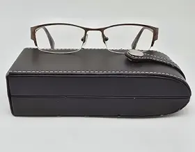 Ot-224u O&x New York Brown Titanium Semi Rimless Eyeglasses Frame With Case Japan