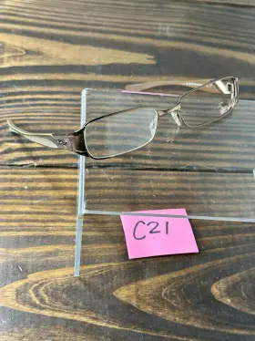 22-189 Oakley Womens Brown Chrome Metal Full Rim Rectangular Eyeglasses Frame