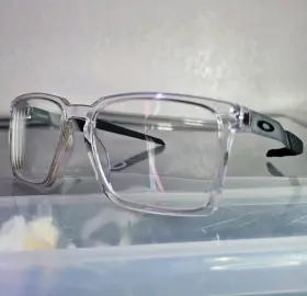 Oakley Ox8055-0354 Eyeglasses Exchange 54-17 Polished Clear And Silver Frames