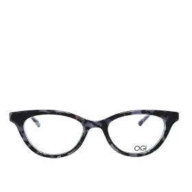 49-19-140 Ogi 1926 Womens Blue Floral Designer Cat Eyeglasses Made In Japan