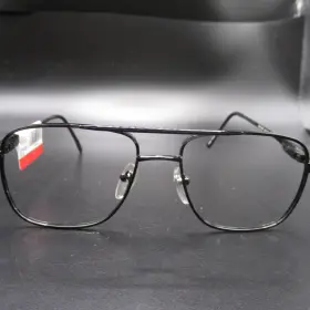 195785 Oscar Studio 2 Mens Eyeglass Frames 52-18 Black Metal Full Rim Aviator Style