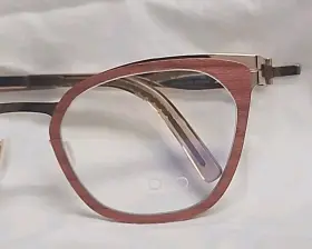 3900 Ovvo Optics Modified Cateye Guaimaro Wood / 14k Gold Handmade Titanium Frames