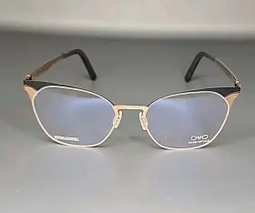 3936 Ovvo Optics 14k Gold / Black Handmade Titanium Eyeglass Frame 51/18/135