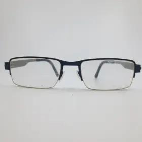 Mod.2445 Ovvo Optics Navy Blue Silver Rectangular Semi-rimless Eyeglass Frames