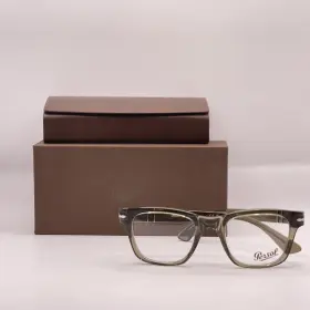 Po3389 Persol 056262553510 Mens Cecil Large Square Acetate Eyeglasses Transparent Brown