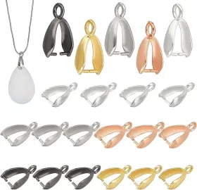 861330 Ph Pandahall About 100 Pieces Brass Pinch Clip Bail Length 14mm 5 Colors
