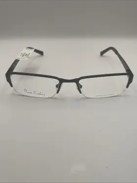 53-19-140 Pierre Cardin Pc607 Satin Black Rectangle Half Rim Eyeglasses B 29
