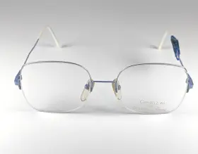 Ss-2-4 Pierre Cardin Vintage Ss 2-4 Light Blue Silver Rounded Square Glasses Frames Nos
