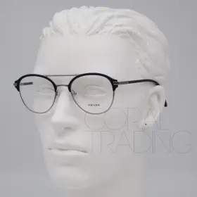 51-20-145 Prada 02n-101 Vpr 61w Eyeglasses Glasses Polished Blue Metal Silver