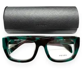 17u-1o1 Prada Vpr A17f Eyeglasses Glasses Green Black Havana With Case 53mm Alternative Fit