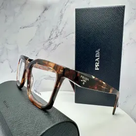 1p1o1 Prada New Eyeglasses Women Caramel Brown Tortoise Symbole Gold Logo Glasses