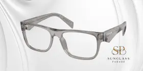 22zv-16z1o1 Prada Pr 22zv 16z1o1 Transparent Dark Grey Demo Lens 55 Mm Mens Eyeglasses