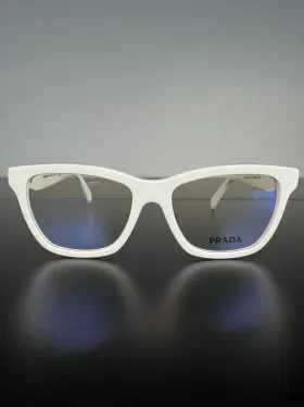 17k1o1 Prada Pra05v Women Eyeglasses White Ivory Demo Square Brand New
