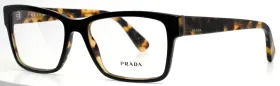55-17-145 Prada Vpr15 Vpr15v Nai-1o1 Black Tortoise Unisex Rectangle Eyeglasses B 39