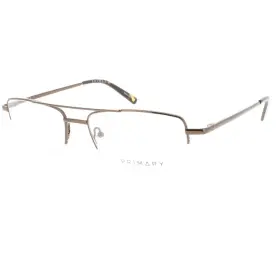 1121-brn Primary Unisex Eyeglasses Brown Metal Half Rim Pilot Frame Demo Lens 1121 Brn