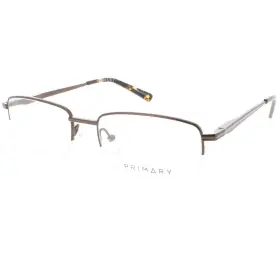 1129-brn Primary Unisex Eyeglasses Demo Lens Metal Rectangular Half Rim Frame 1129 Brn