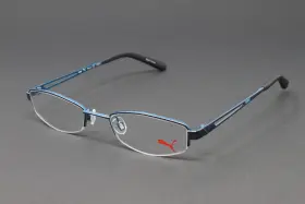 Pu15337-bl Puma Unisex Eyeglasses Small Frame Blue 48mm Half Rim Metal