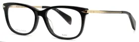 52-16-140 Rag & Bone Rnb3006 And 2m2 Black Gold Womens Rectangle Eyeglasses B 38 A