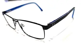 Rj1073 Randy Jackson 021 Black Metal Blue Rectangle Eyeglasses 57-16 145
