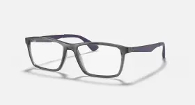 Rx7056 Ray-ban 053672928211 5814 Polished Transparent Grey 55/17/145 Authentic Eyeglasses