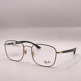 Rb6469 Ray-ban 056262375846 Mens Square Lightweight Eyeglasses Black/gold Pre-owned
